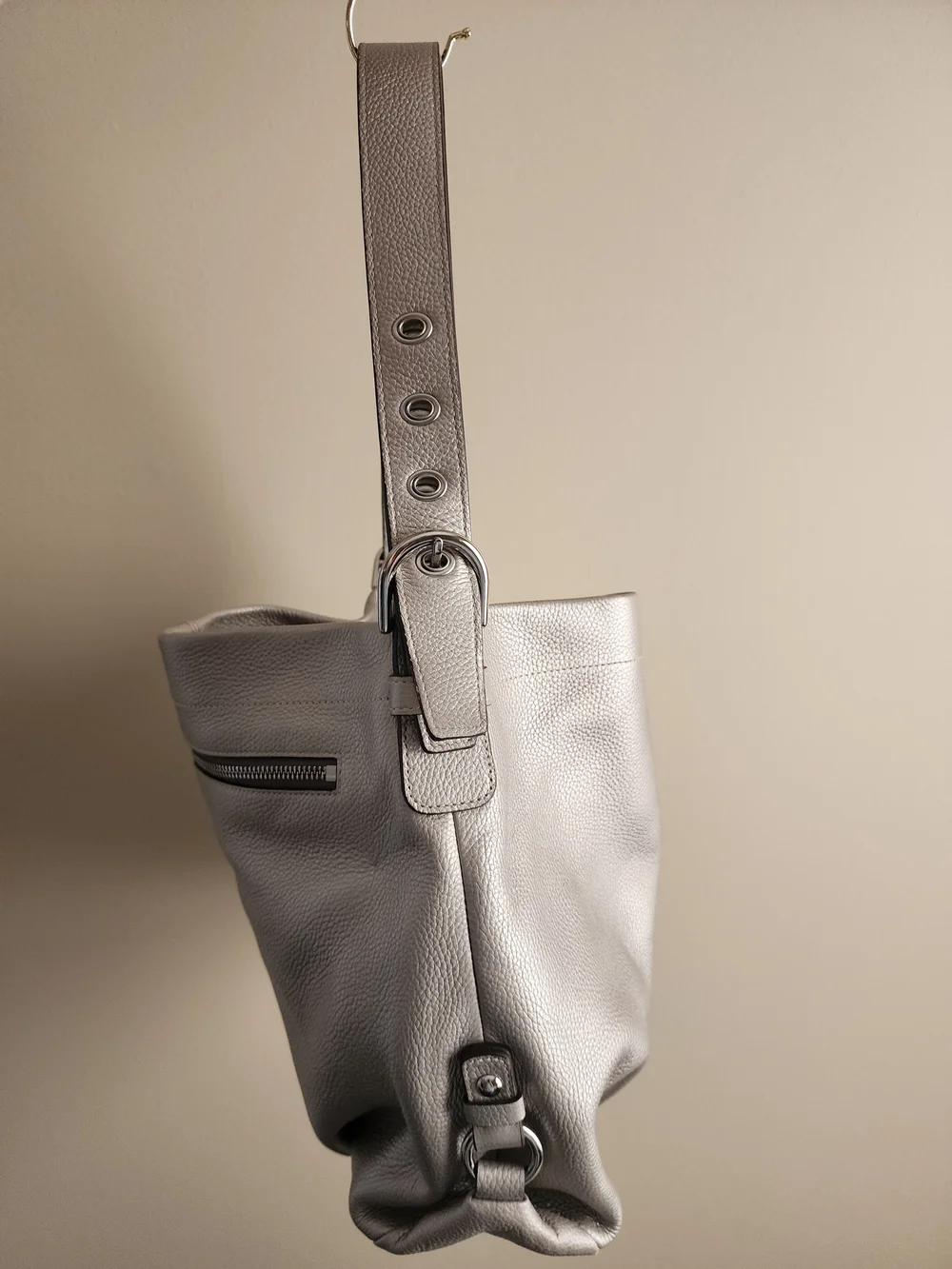 Coach Leather Shoulder Bag with Charm
